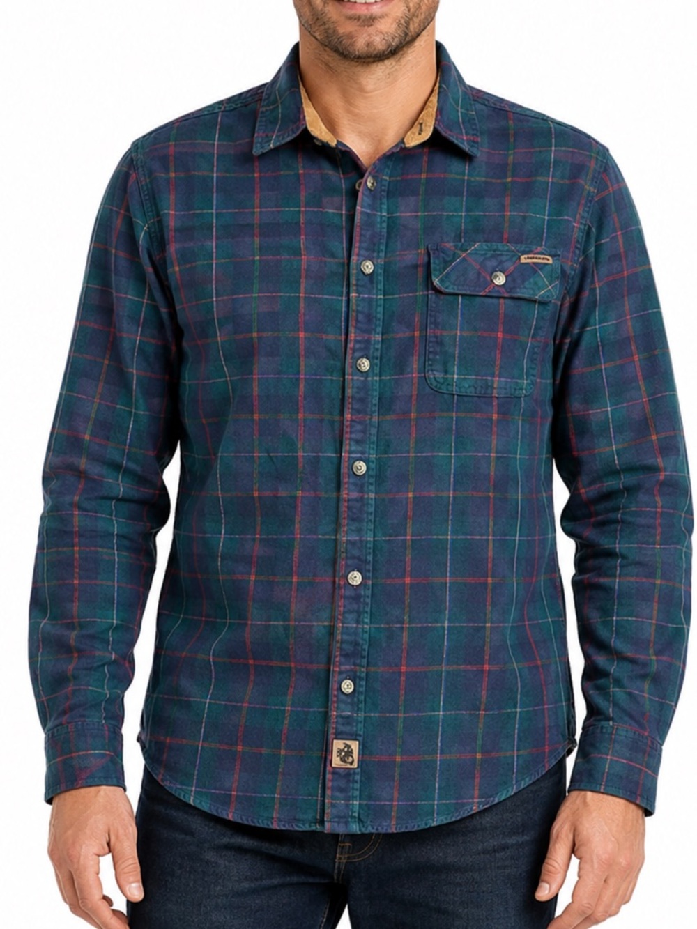 Legendary Whitetails Buck Camp Men’s M Green Plaid Corduroy Flannel Shirt